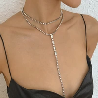 shiny bohemian crystal multi layer tassel pendant necklace statement choker for women luxury rhinestone chain collar necklace