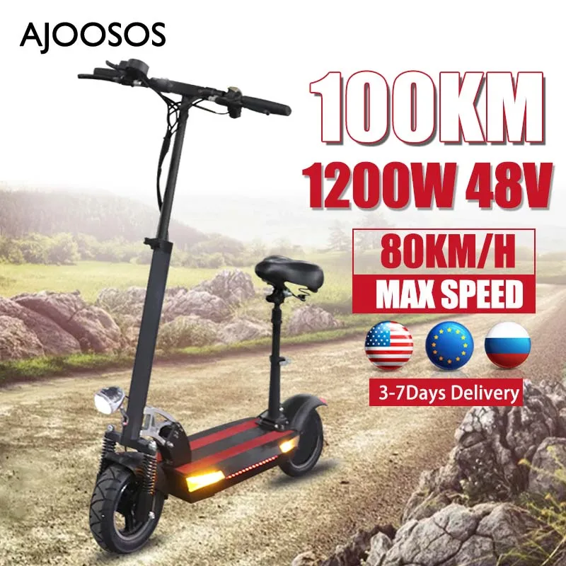 

Cross Country Electric Scooter 100KM Long Range 60KM/H Electric Scooters Adults 1200W 48V Powerful Motor 150KG Weight Limit