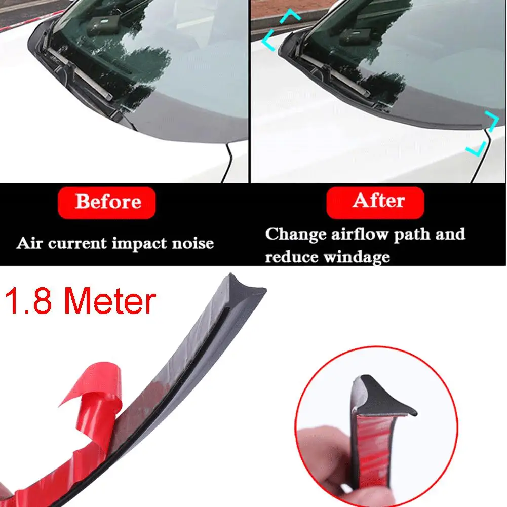

1.8M Seal Strip Windshield Auto Black Front Hood Moulding Rubber Trim Universal Wind Deflector Parts Practical