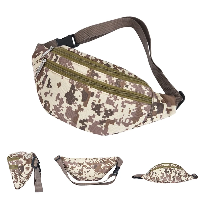 Wholesale Custom Print Fashion Travel Oxford crossbody bag outdoor sling Cellphone Camouflage Waist Bag Fanny Pack chest