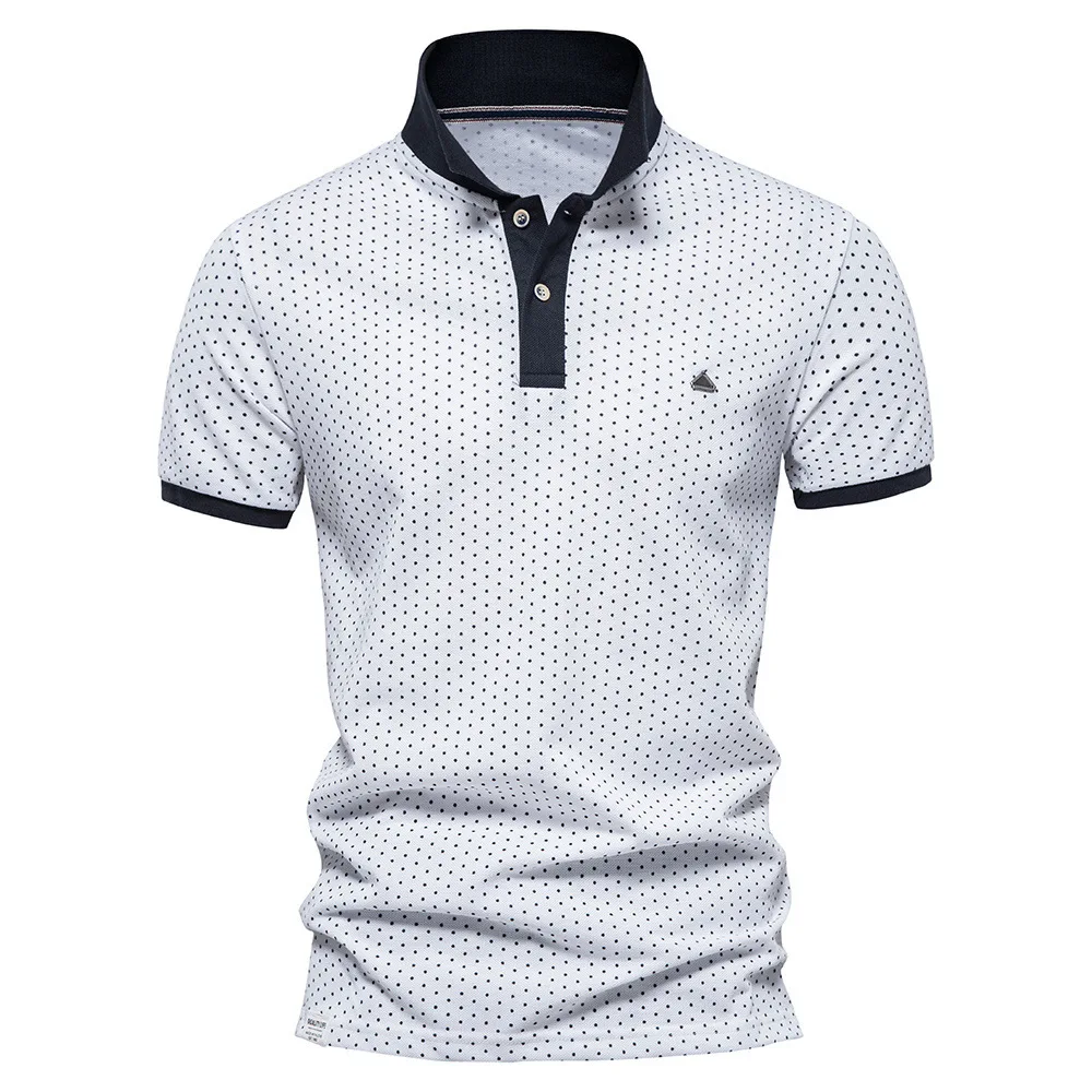 

Summer Dot Printed Men's Polo Shirts Fashion Casual Social Business Polo Shirts for Men Short Sleeve Cotton Blend Polos Clothin