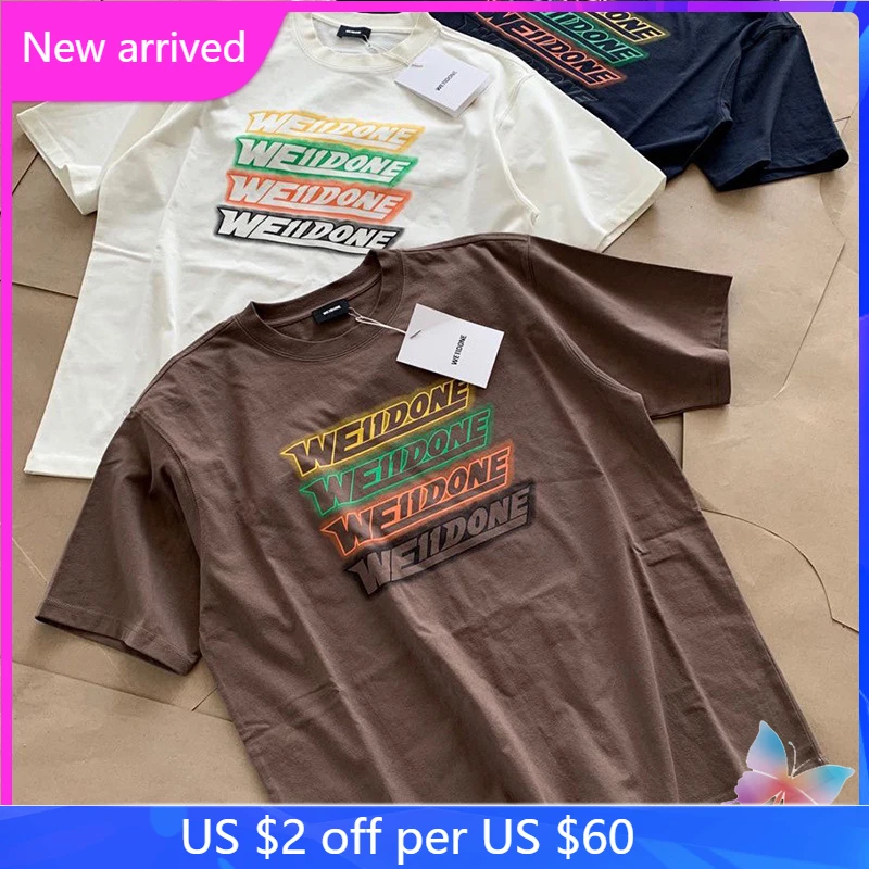 

Well 22ss Color Barrage Spray Paint Short-sleeved T-shirt WD Loose Casual Men and Women Welldone Tshirts