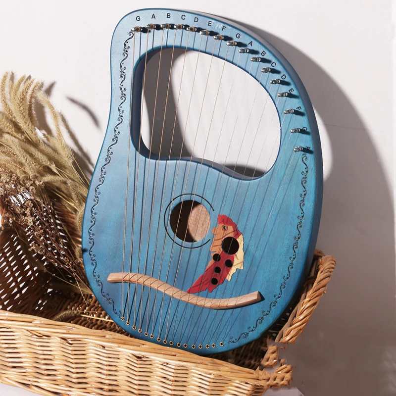 Enlarge Child Music Lyre Harp 16 String Instrument Miniature 10 String Harp Wood Mahogany Authentic Intrumentos Mucicales Music Supplies