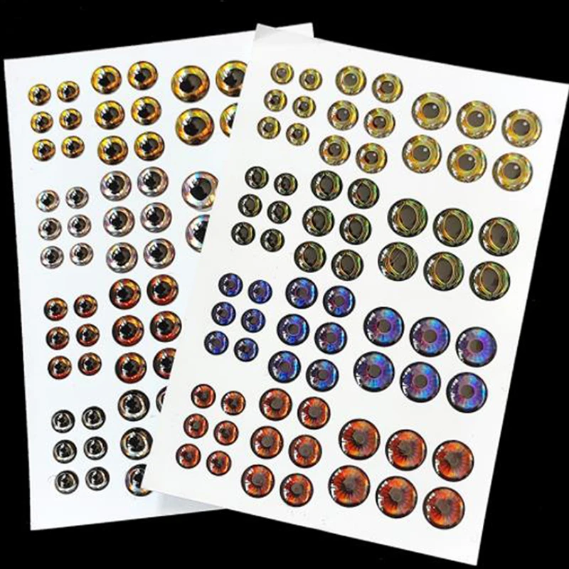 

72pcs 4D 5D Fishing Lure Eyes Assorted Artificial Fish Eyes for Fishing Lures 6mm 8mm 10mm Domed