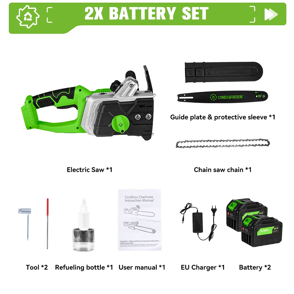 

ONEGREEN Бесщеточная аккумуляторная пила 8000 Вт 16 дюймов для Makita 18 В