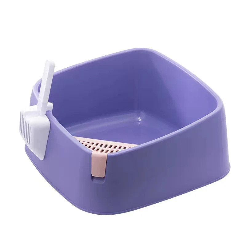 

Cats Litter Box Pet Toilet Basin Semi-Closed Sandbox Cat Cleaning Bath Basin Anti Splash Plastic Cat Litter Bedpan with Spoon