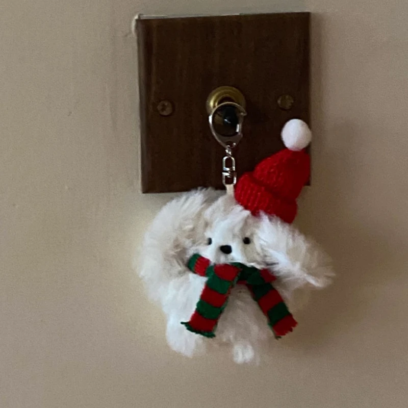 Новый мультяшный милый плюшевый белый брелок для ключей с кроликом и собакой