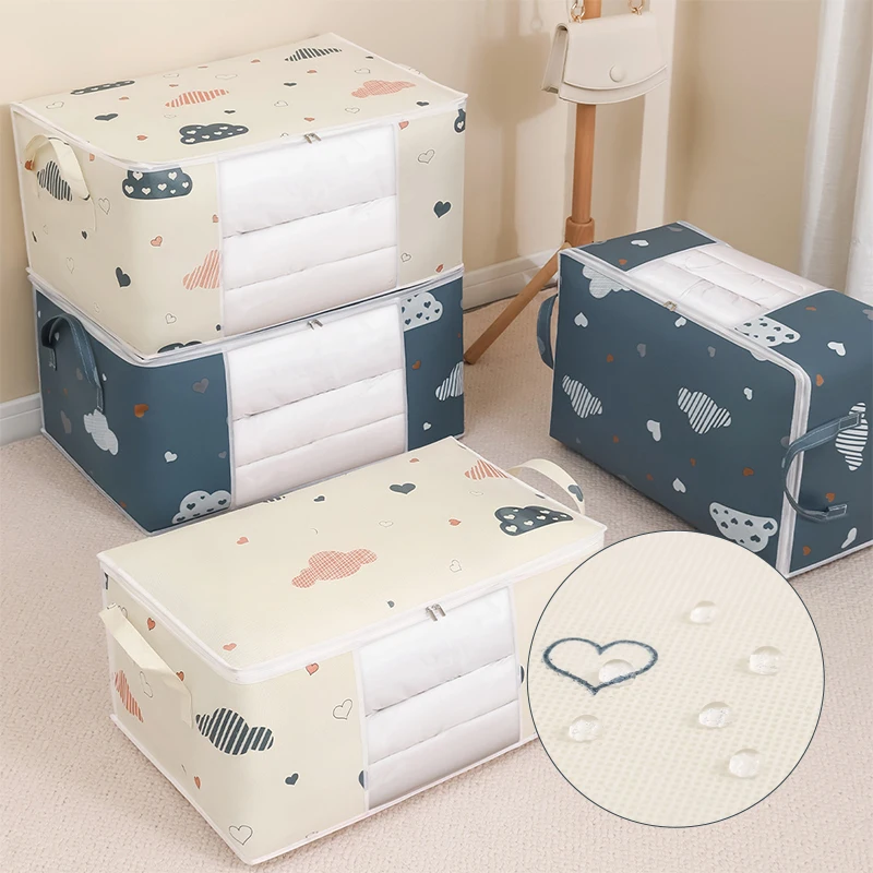 

1Pcs Quilt Clothes Storage Bag Large Capacity Wardrobe Storage Box Visual Window Moisture Dust Proof Duvet Blanket Sorting Bags