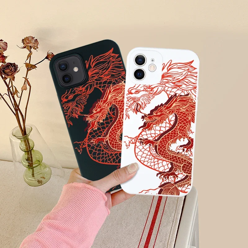 Модный и абстрактный чехол для телефона с красным драконом подходит IPhone 11 12 13 14 15