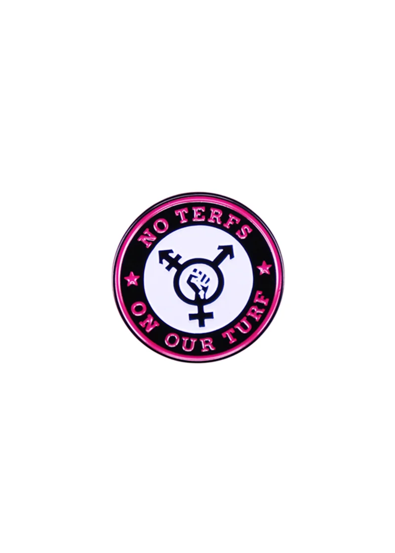 

Броoch "NO TERFS ON OUR TURF", металлический