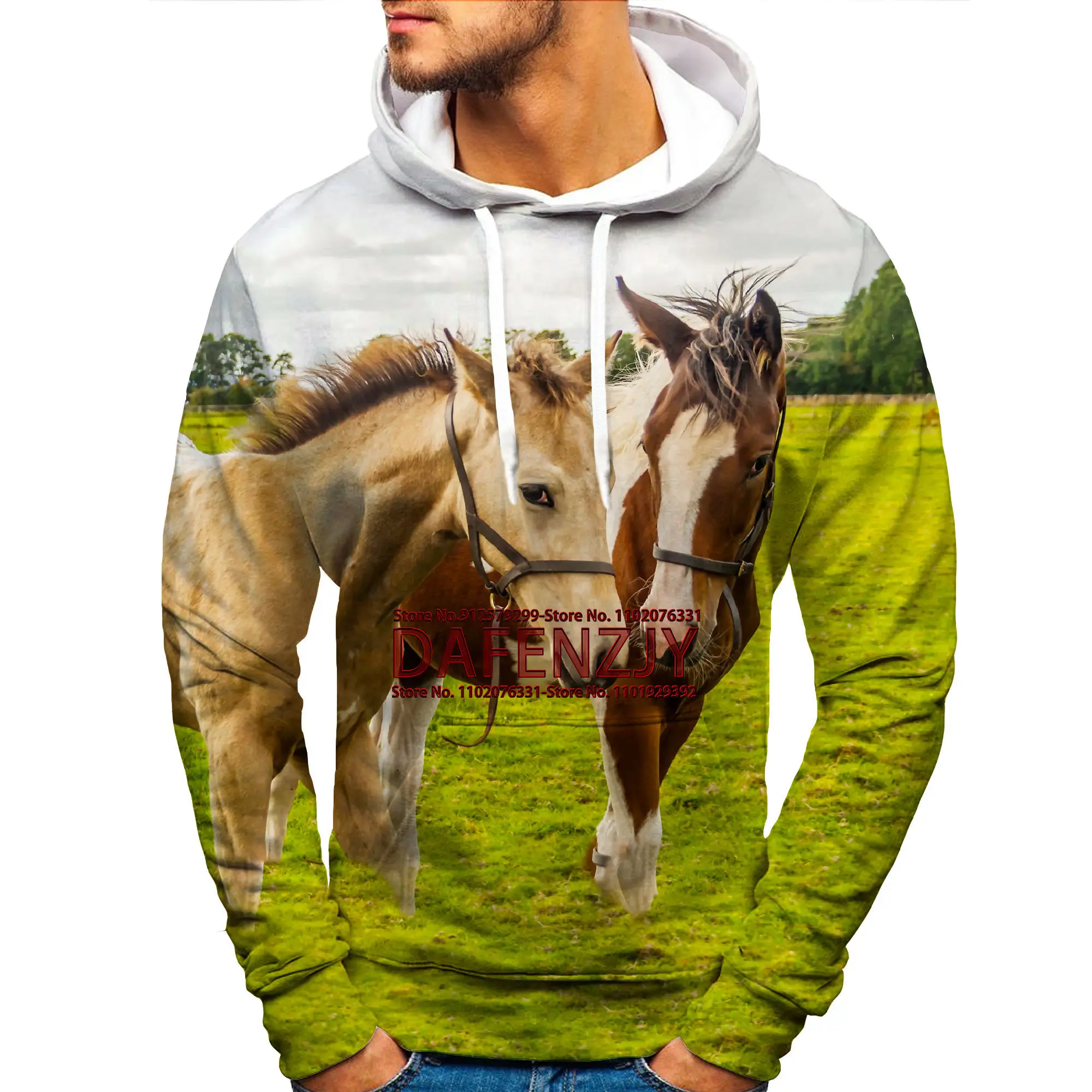 Men/Women Fire Horse 3D Hoodie Animal Printing Sweatshirts Couple Funny Shirt Printed Harajuku Pullover