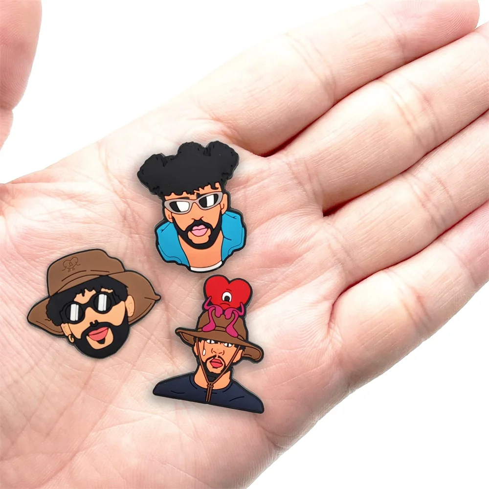 30 Pcs Bad Bunny Shoe Charm Decoration For Boys Girls Adults Kids Bubble Slides Sandals Clogs Latin Shoe Party Birthday Gifts