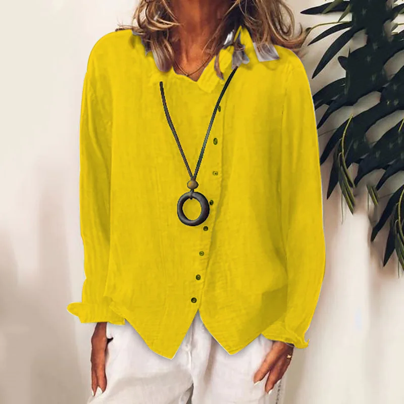 

Ladies plus size breathable loose solid color temperament cotton shirt T-shirt ladies shirt