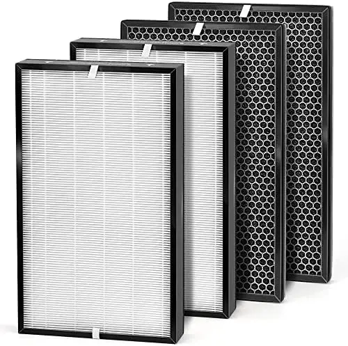 

Replacement Filter Set Compatible with Air . AD5000 5000 Air Purifier Filter Replacement, lnclude 2X HEPA and 2X Carbon Filters,