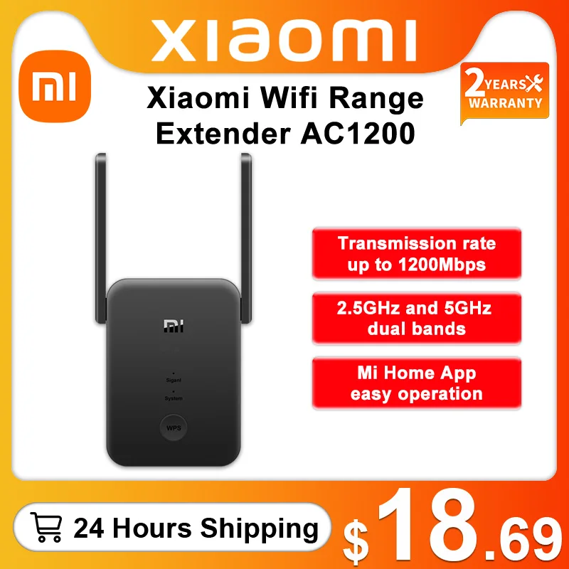 

Xiaomi Новинка, устройство для расширения диапазона Wi-Fi, AC1200, 2,4 ГГц, 5 ГГц, диапазон частот 1167 Мбит/с, усилитель порта Ethernet, маршрутизатор сигнала...