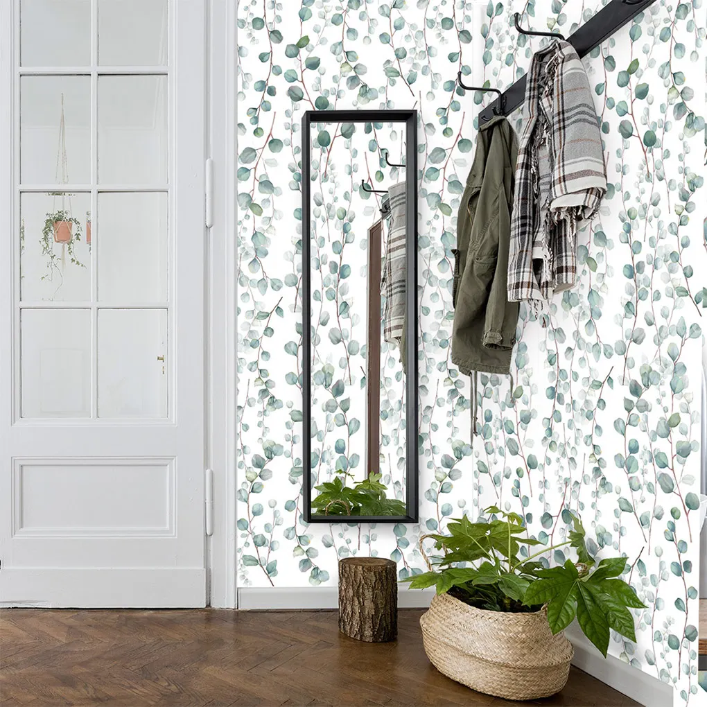 

Бесшовные Переводные картинки с зелеными листьями и растениями, устойчивые к разрыву настенные наклейки из ПВХ, обои, украшения для бизнеса...