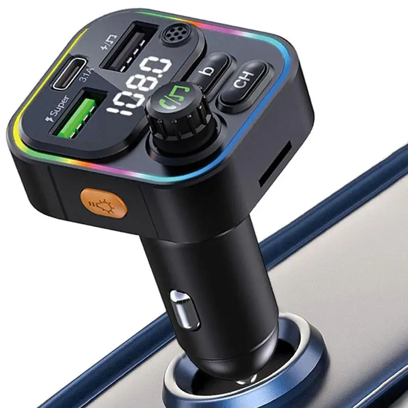 

FM-передатчик для автомобиля Тип C, автомобильное зарядное устройство для быстрой зарядки с FM-адаптером, необходимое для путешествий, автомобильный блок для мобильных телефонов, планшетов