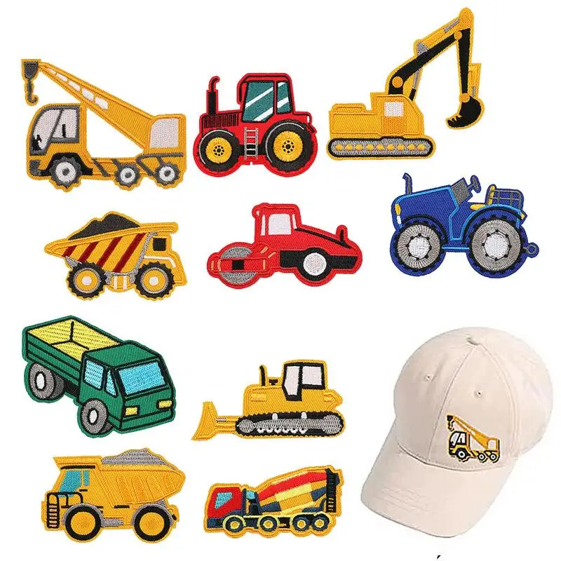 

10 Pieces Full Embroidery Patch Iron On Patches On Clothes Cartoon Vehicle Patches For Clothing Applique Thermoadhesive Patches