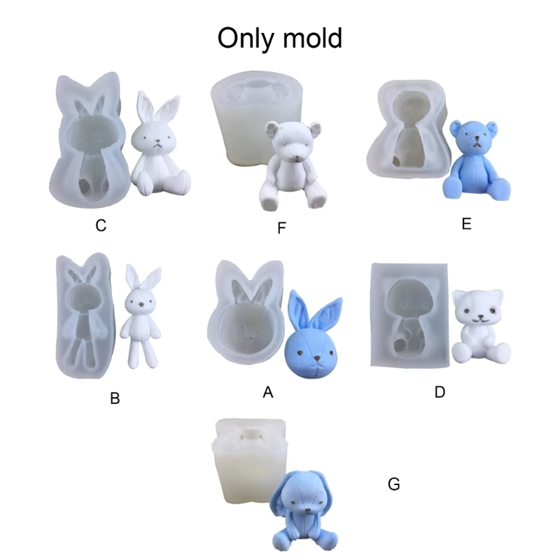 

3-dimensional Candle Mold Bear Rabbit Cats Shaped Craft Art Silicone Mold for Making Candle Handmade Tabletop Ornaments Dropship