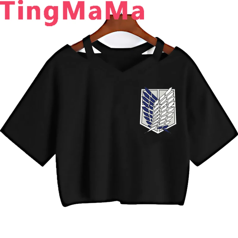 

Japanese Anime Attack on Titan T Shirt Women Kawaii Y2k crop Tops Grunge Shingeki No Kyojin Cartoon Graphic Tees Female camiseta