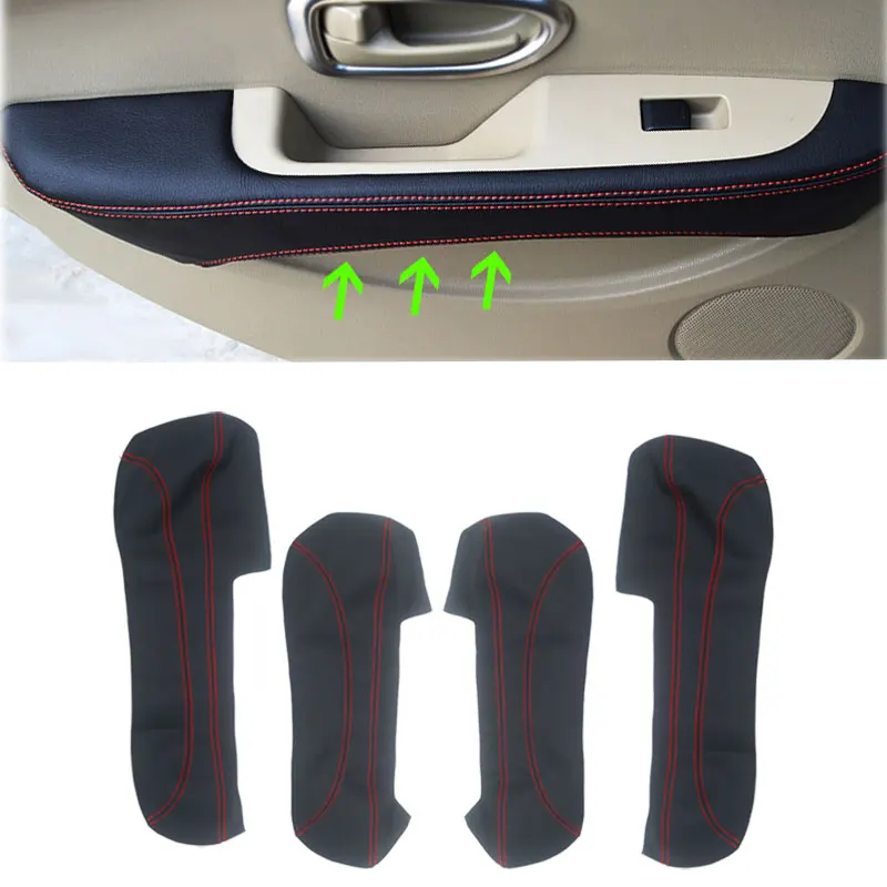 Фото Мягкая кожаная накладка на дверной подлокотник для Nissan Sylphy Sentra 2006-2011, декоративная накладка на панель дверного подлокотника, наклейка-обшивка №1