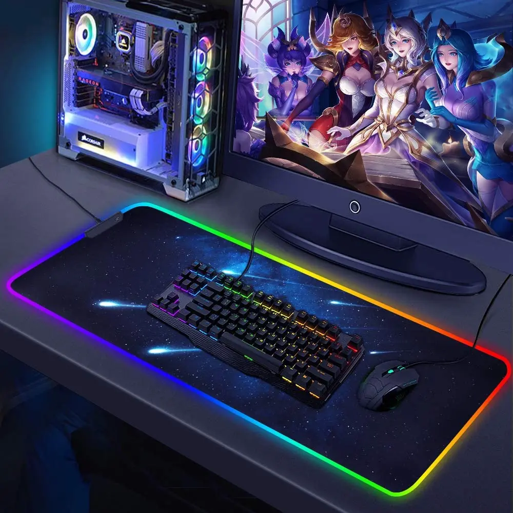 

RGB Large Gaming Mousepad LED Lighting Backlit Carpet Big size Mause Pad Game Keyboard Mouse Pad Gamer Desk Computer Mice Mat