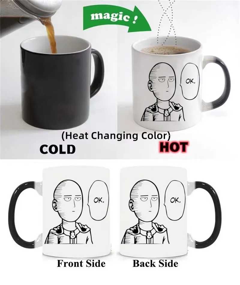 

One Punch Man Mugs Caffeine Cups Coffee Mugs Boyfriend Father's Day Gift Cup Kids Boy Mugs Heat Reveal Mugen Teaware Drinkware