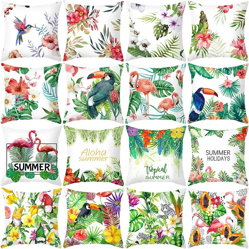 

Plant Flowers Printed Cushion Cover Home Decorative Pillow Case 45x45 cm Pillowcase Botanical Animals Pillow Cover For Sofa Car