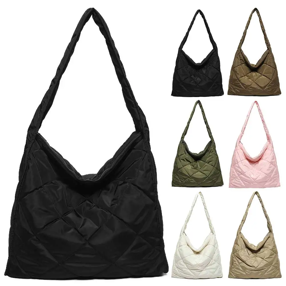 Женская Хлопковая Повседневная Большая Сумка С Ромбовидным Решетчатым Узором.