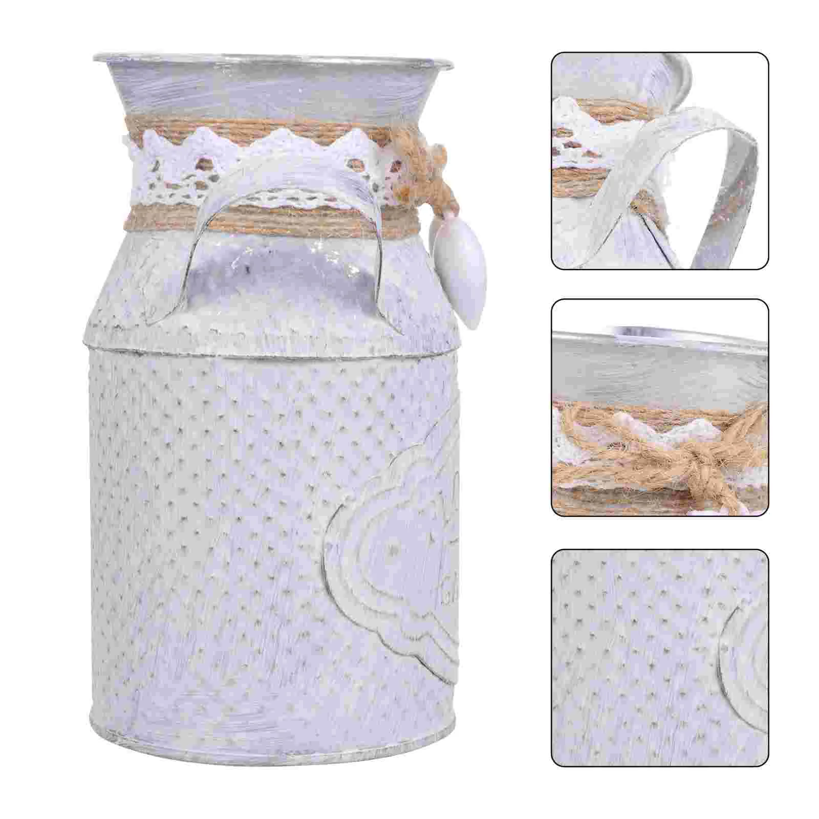 

Flower Vase Metaljug Rustic Galvanized Bucket Vintage Can Pitcher Farmhouse French Planter Holder Iron Retro Decorative Wrought