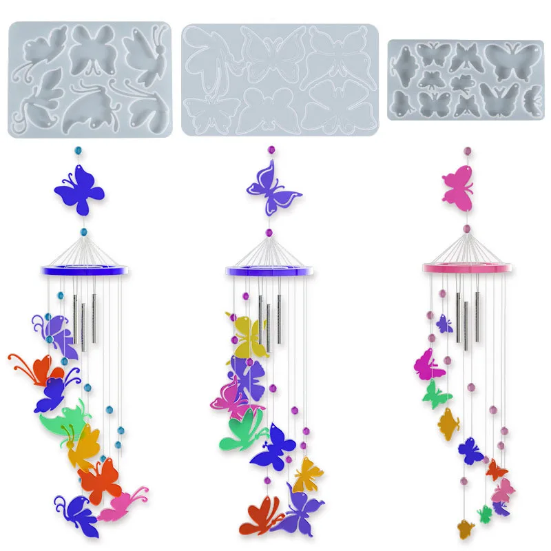 

Butterfly Wind Chime Crystal Epoxy Resin Mold DIY Butterfly Pendant Listing Wind Chime Brooch Silicone Mold