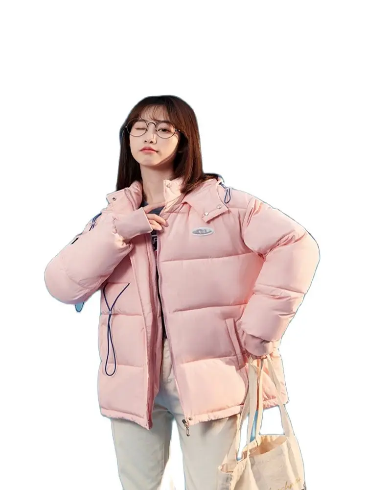 2022 New Winter Women Parkas Jackets Loose Hooded Thicken Warm Padded Coat Knit Spliced Female Winter Outwear Jacket