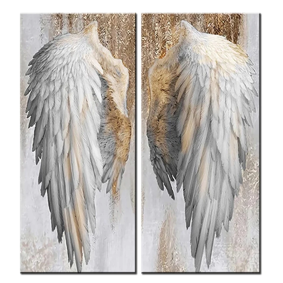 Алмазная живопись с большими фантазийными крыльями ангела полная мозаичная