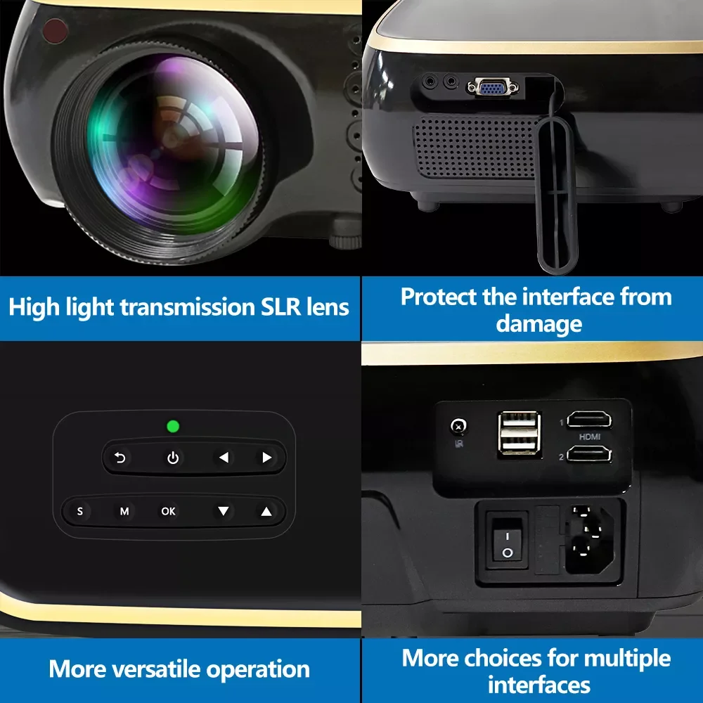 

NEW2023 M8S Full Native 1080P Projector 5000 Lumens Cinema Proyector Beamer Android WiFi HDMI Projector Auto Correction