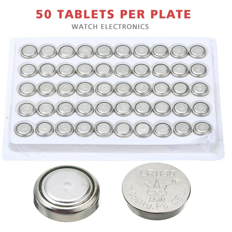 

50pcs Button Coin Cell Battery AG10 LR54 LR1130 390 189 389A 389 1.5V Alkaline Manganese Battery For Watch Electronic Scale