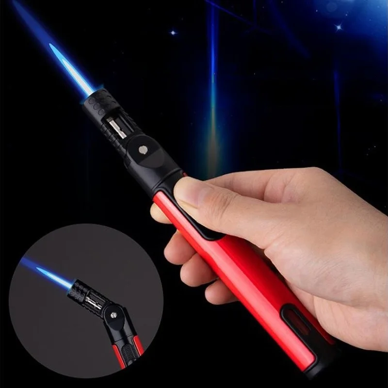 

Складная газовая Бутановая Зажигалка для сигар, ветрозащитный пистолет-распылитель с синим пламенем, аксессуары для курения, кухонная зажи...