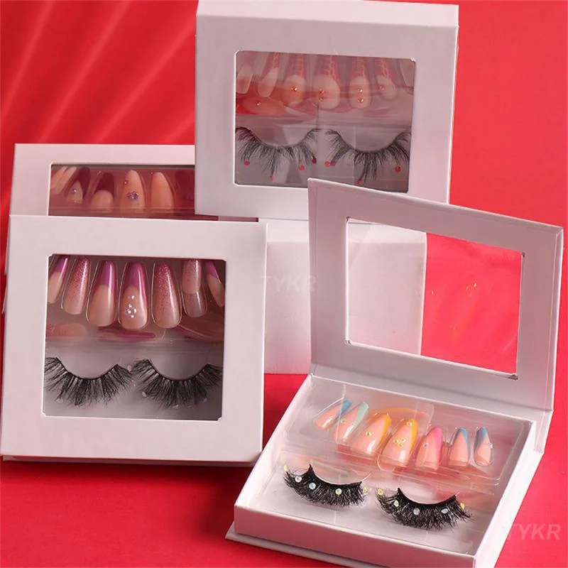 

Luxury Glitter Makeup Products Sticking Diamond Mink False Eyelashes Nail Art Natural Fake Eyelashes Set Birthday Gift For Women