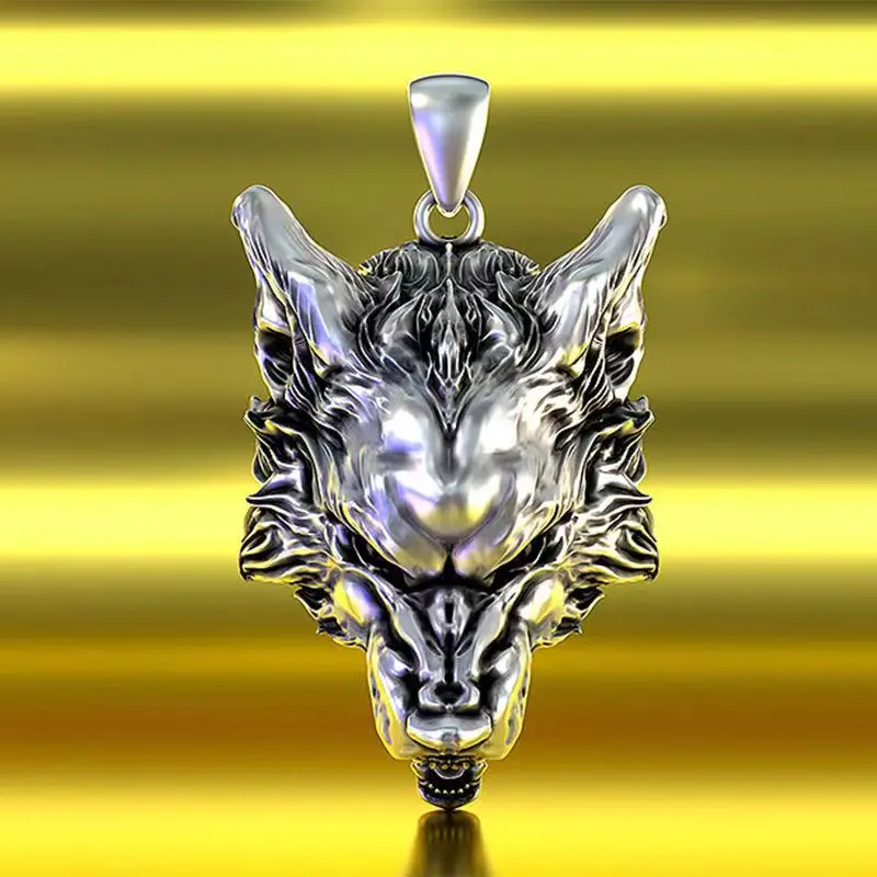 

Silver Color Pendant Men's Wolf Head Domineering Retro Style To Send Lanyard Jewelry Trend Necklace Pendant