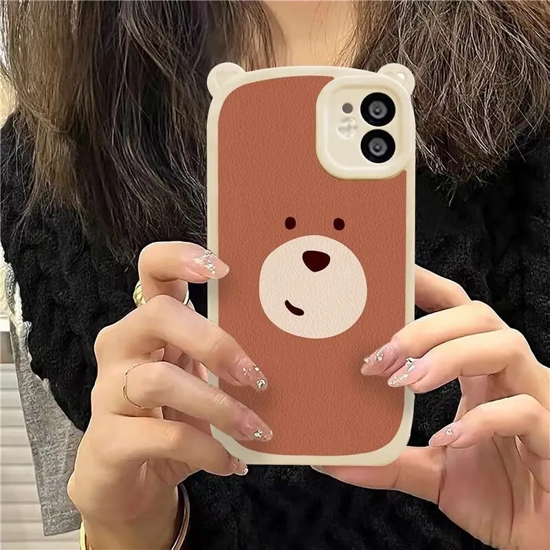

Cute Bear Stero ear phone case for iphone 13 mini 11 12 pro max xs xr x shockproof back cover for iphone 7 plus 8 se 2020 se3 6s