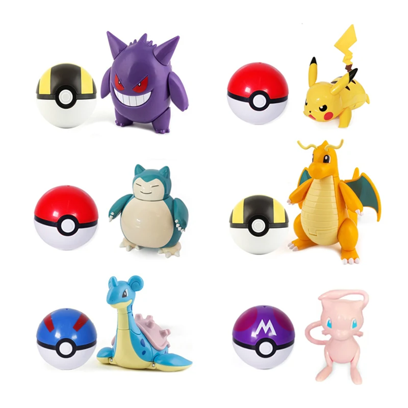 Pokeball Пикачу аниме фигурку игрушки деформируемая игрушка покемон Elf Ball Mewtwo Gyarados