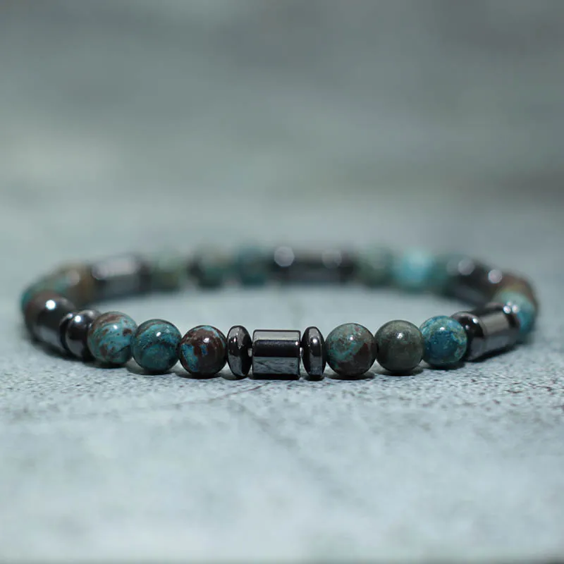 Новый цилиндрический гематитовый браслет с натуральными картами бусинами