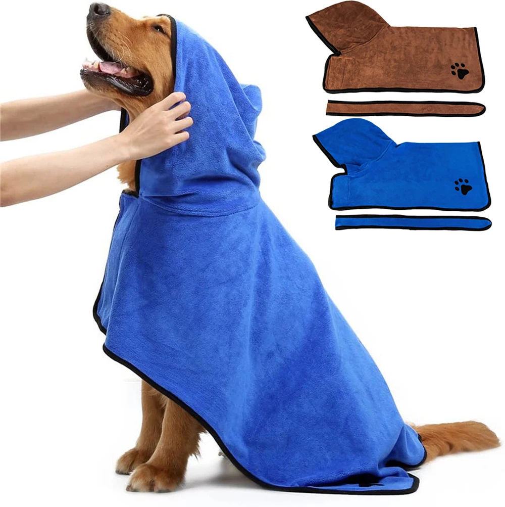 

Dog Bathrobe Towel Microfiber Absorbent Coat For Cat Puppy Grooming Bath Wash Quick Drying For Golden Retriever Pet Accessories