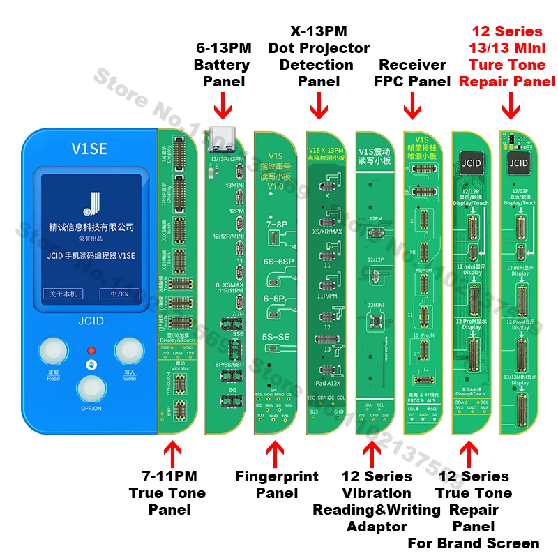 

JC V1S V1SE For iPhone 7 8 8Plus X 11 12 13 Photosensitive Original Color Touch Shock Fingerprint Battery Programmer Dot Matrix