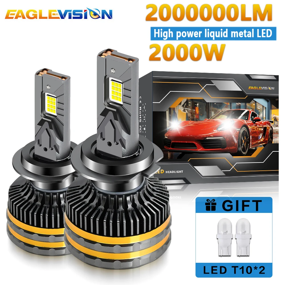 

Лампы для автомобильных фар EAGLEVISION H7 Led Canbus для автомобиля 2000 Вт, маяк высокой мощности для автомобиля 9005 9006 9012 H1 H4 H7 H11 12 в 24 В