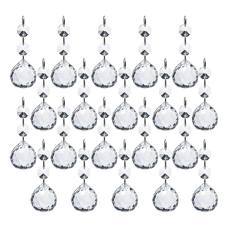 

Promotion! Crystal Glass Ball,30Mm Pendants Balls & Chandelier Prisms,Clear Faceted Hanging Crystals For Wedding Craft Decoratio