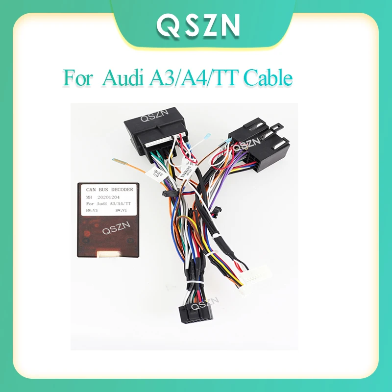 Auto 16 pin Android Wiring Harness Power Cable Adapter with Canbus Box For Audi A3/A4/TT Cable For Car radio Multimedia Player