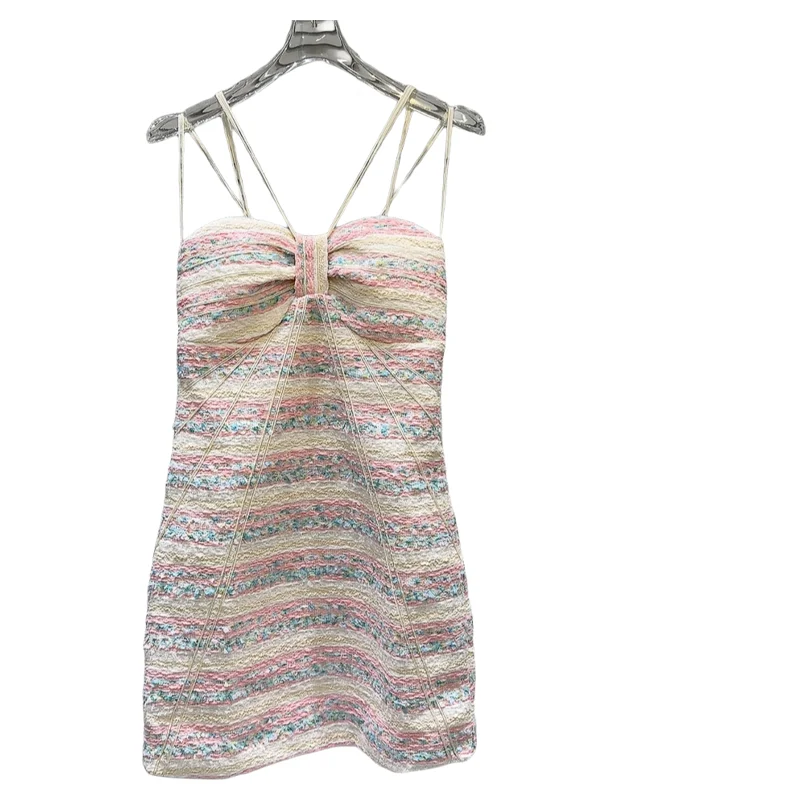 Женское элегантное твидовое платье во французском стиле облегающее