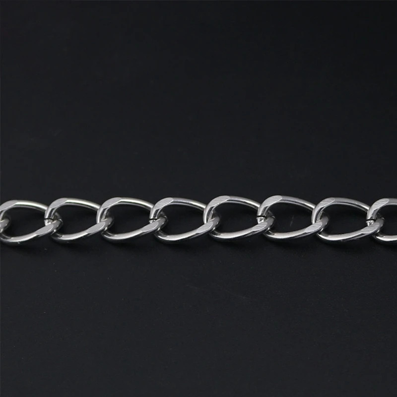 

47 Inch Purse Straps Iron Flat Chain Metal Cross-Body Chains Strap Replacement for Chest Bag Waist Pack Handbag Silver