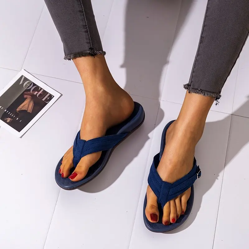 

2022 Summer Women Slipper Fashion Beach socofy Non slip Casual Flat Slides Ladies Sandals Outdoor Orthopedic Slippers