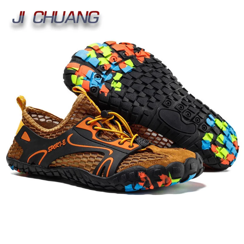 Big Size 47 Aqua Shoes Men Outdoor Quick Dry Water Shoes Non-slip Fitness Barefoot Beach Sneakers In Trekking Upstream Shoes